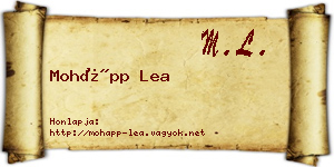 Mohápp Lea névjegykártya